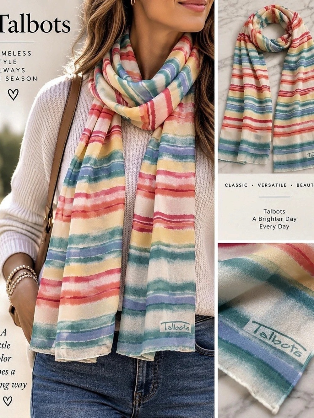 Talbots Stripe Oblong Scarf Multicolor
